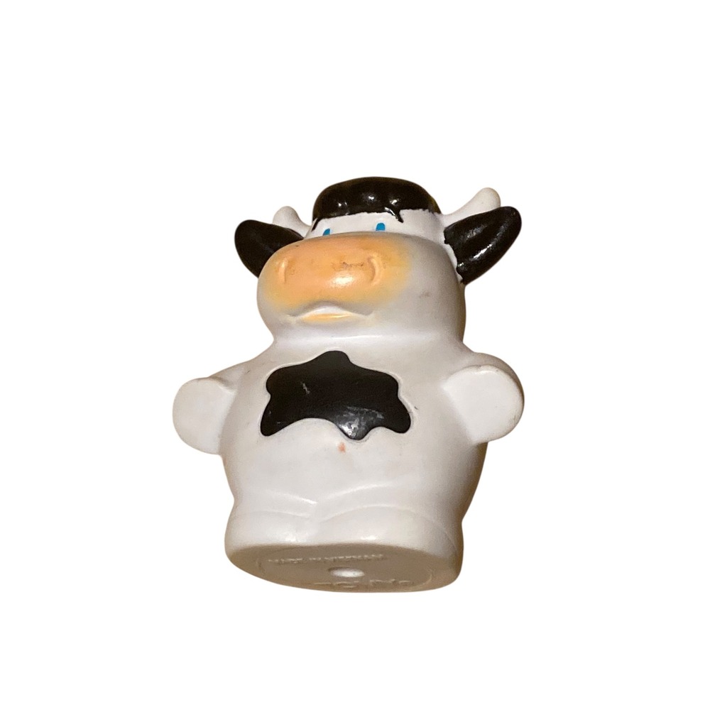 Fisher Price Little People Cow Figure Black White Farm Animal Toy 2.5 Inch